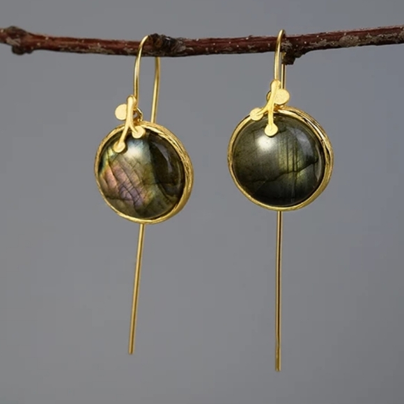 925 Sterling Silver Labradorite 2 In One Earrings - Picture 1 of 6